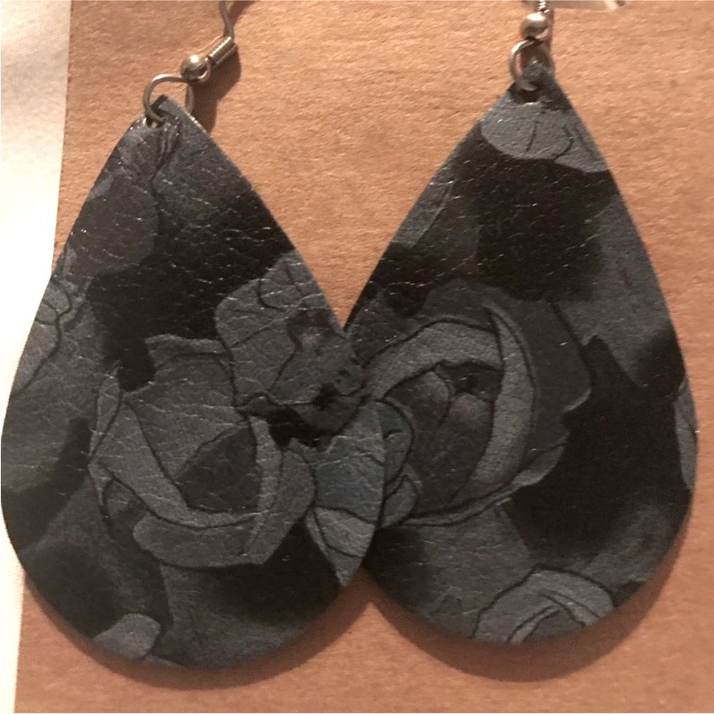 Leather Tear Drop Earrings